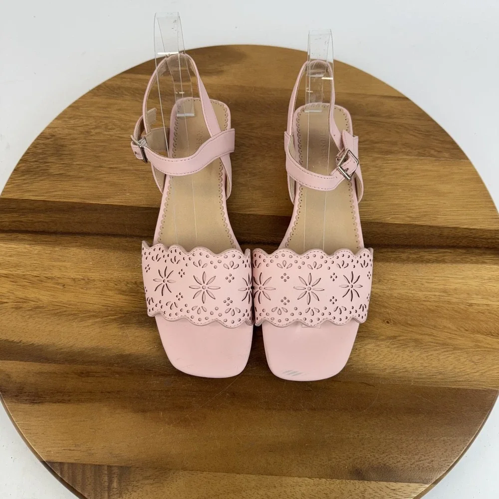 New NWOB Big‎ Kids Nordstrom Leah Faux Leather Pink Heeled Sandals Size 5 Y